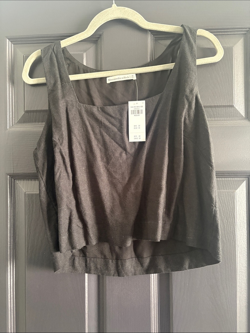Abercrombie & Fitch Black Square-Neck Crop Tank